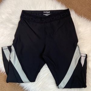 Bebe Sport Capris Black, Silver & mesh